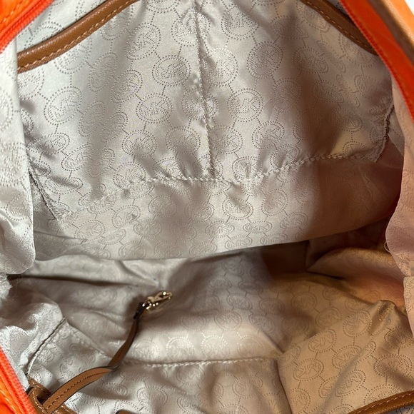 Michael Kors Autumn Orange Nylon Tote with Brown Leather Trim & Gold Hardware - Picture 15 of 15
